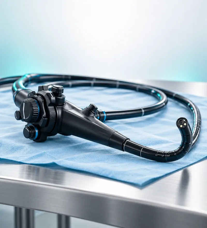 Endoscópio flexível de última geração usado na endoscopia digestiva alta